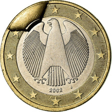 Niemcy, 1 Euro, 2002, Hambourg, error cud coin, AU(50-53), Bimetaliczny