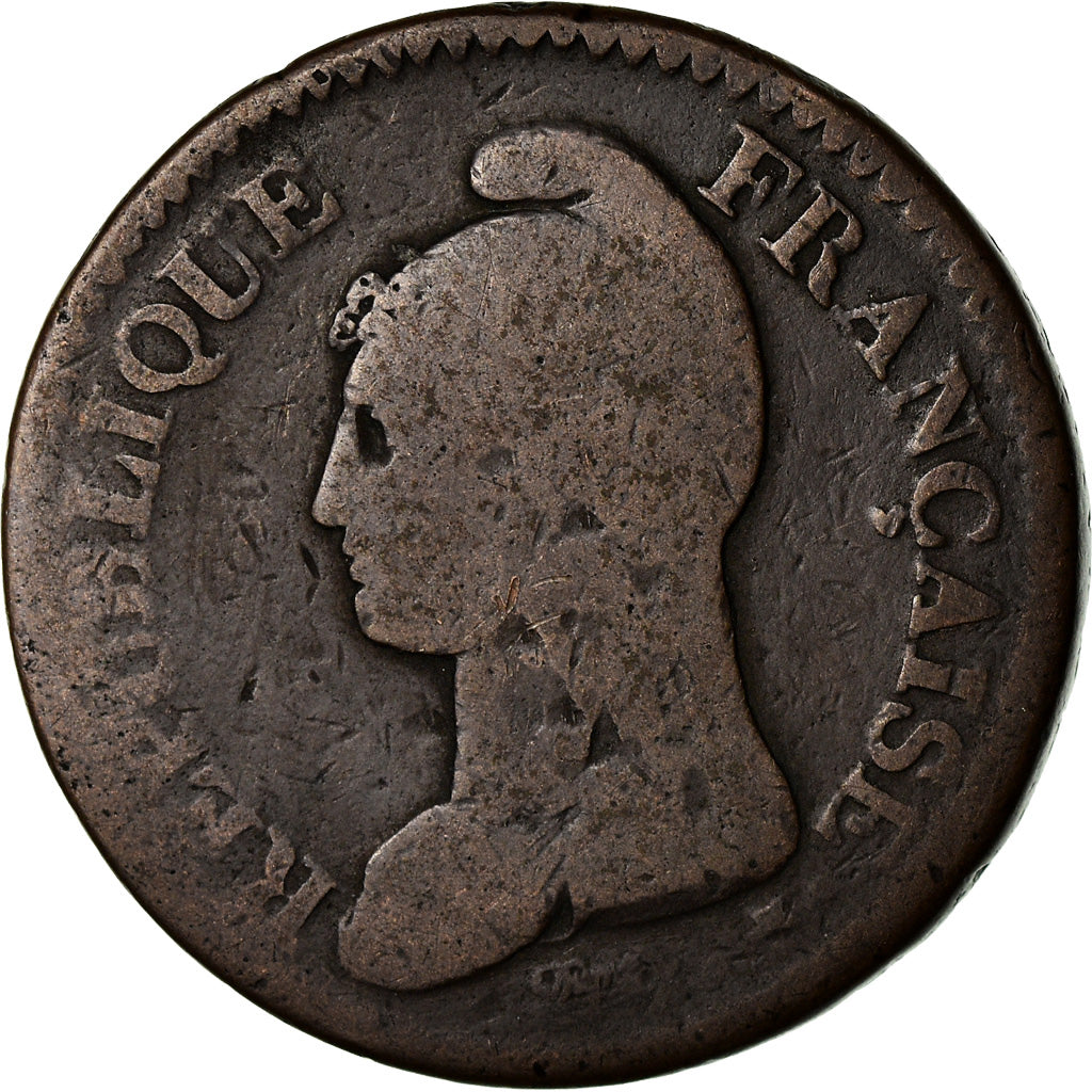 Moneda, Francia, Dupré, Decime, AN 5, Paris, BC+, Bronce, KM:644.1