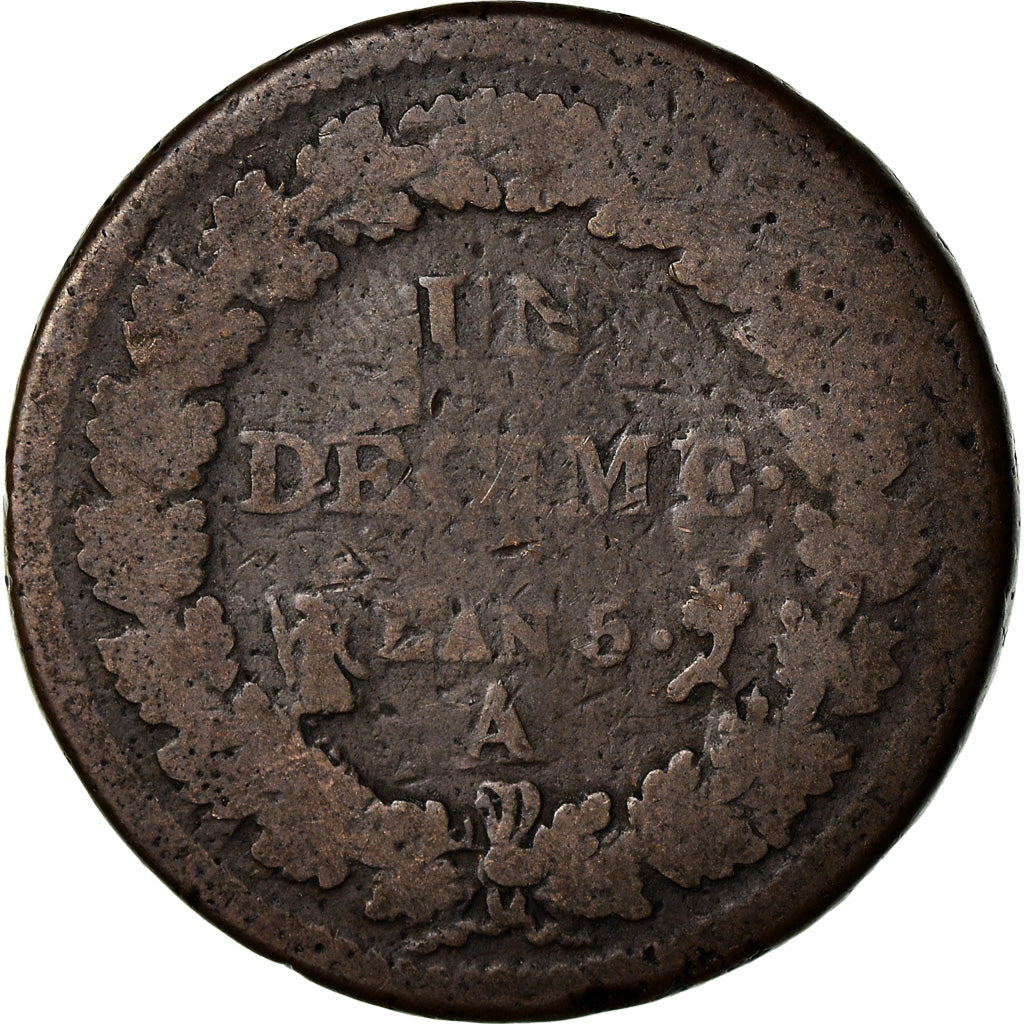 Moneda, Francia, Dupré, Decime, AN 5, Paris, BC+, Bronce, KM:644.1