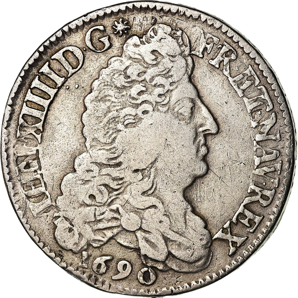 Monnaie, France, Louis XIV, 1/2 Écu aux 8 L, 1/2 Ecu, 1690, Paris, TB+, Argent