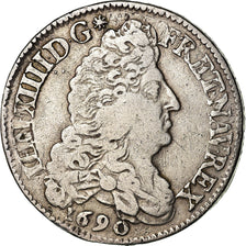 Monnaie, France, Louis XIV, 1/2 Écu aux 8 L, 1/2 Ecu, 1690, Paris, TB+, Argent