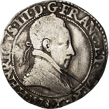 Moneda, Francia, Henri III, Franc au Col Plat, 1578, Amiens, BC+, Plata
