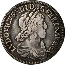 Coin, France, Louis XIII, 1/4 Écu 2e poinçon de Warin, buste drapé et