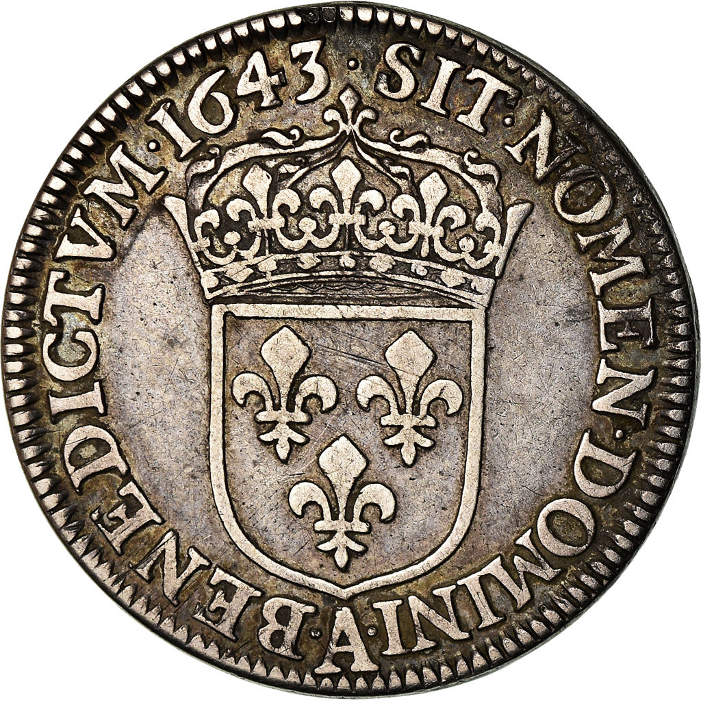 Coin, France, Louis XIII, 1/4 Écu 2e poinçon de Warin, buste drapé et