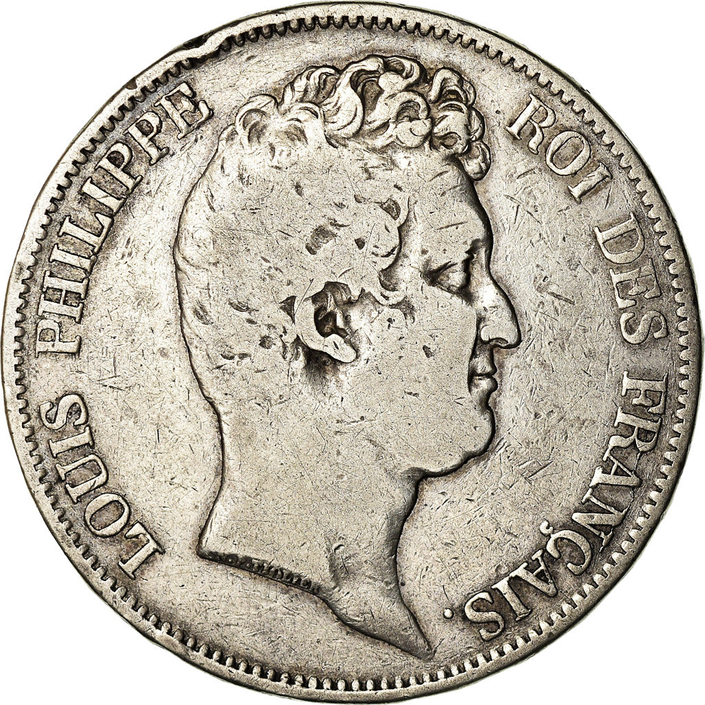 Moneda, Francia, Louis-Philippe, 5 Francs, 1830, Paris, BC+, Plata, KM:738