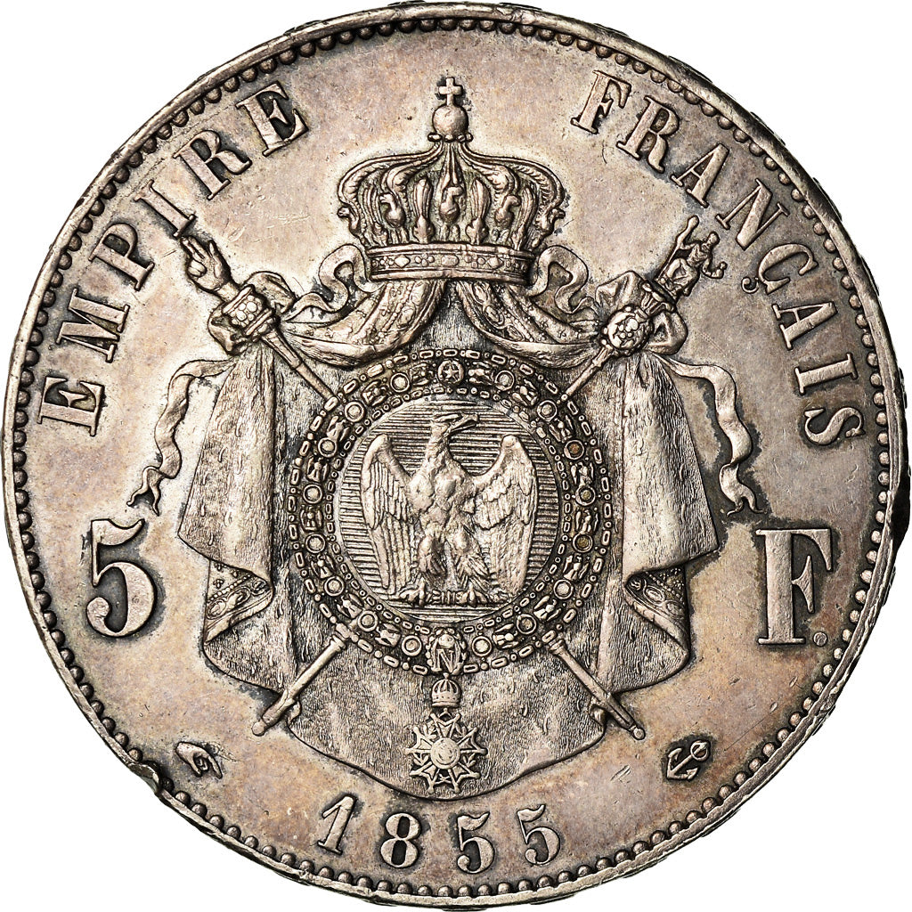 Coin, France, Napoleon III, Napoléon III, 5 Francs, 1855, Paris, AU(55-58)