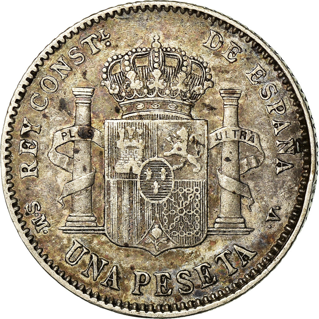 Munten, Spanje, Alfonso XIII, Peseta, 1900, Madrid, ZF, Zilver, KM:706