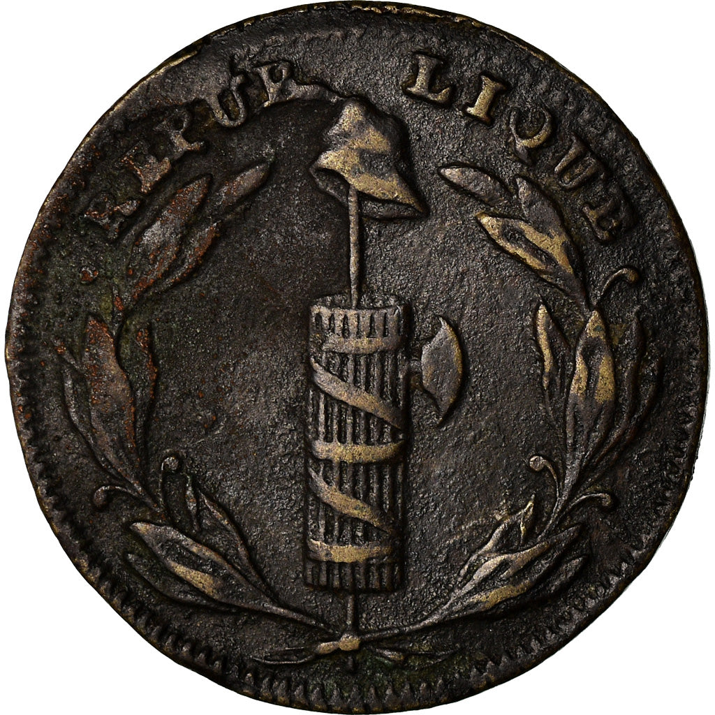 Moeda, França, essai au faisceau, 1792, Paris, EF(40-45), Cobre