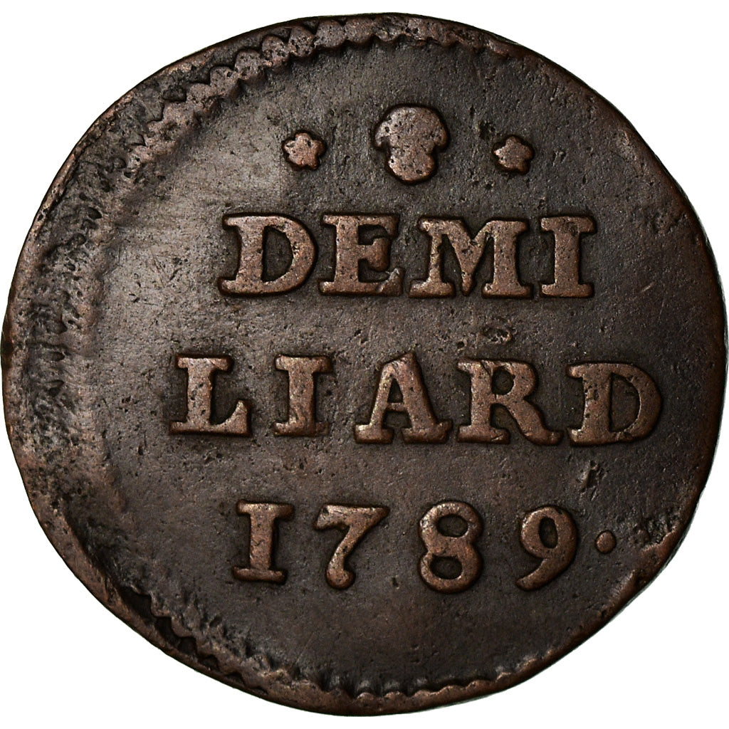 Moneta, Lussemburgo, Joseph II, 1/2 Liard, 1789, Brussels, BB, Rame, KM:10