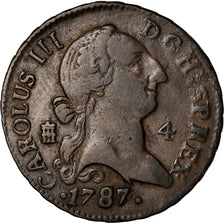 Coin, Spain, Charles III, 4 maravedis, 1787, Segovia, VF(30-35), Copper