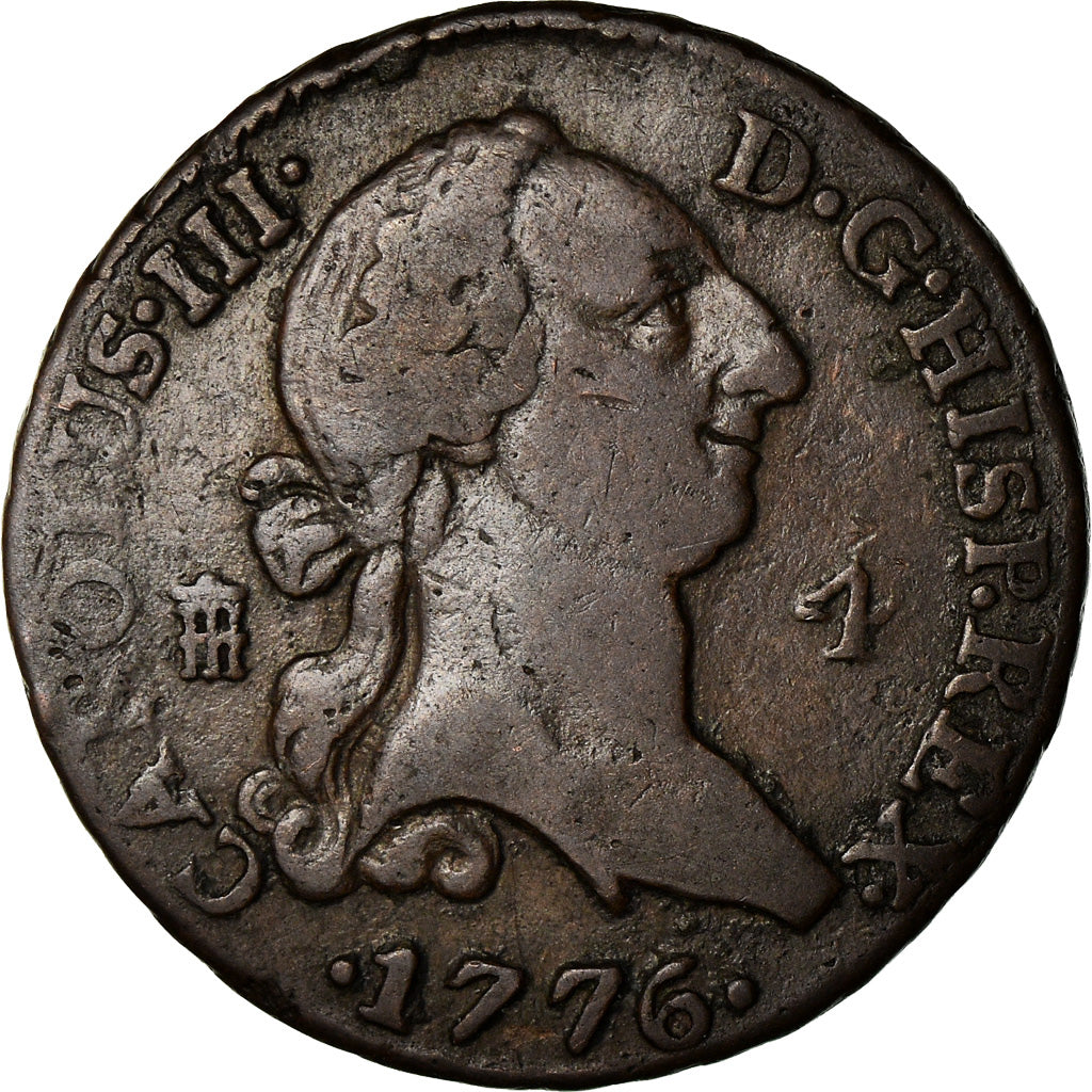 Münze, Spanien, Charles III, 4 maravedis, 1776, Segovia, S+, Kupfer, KM:407.2