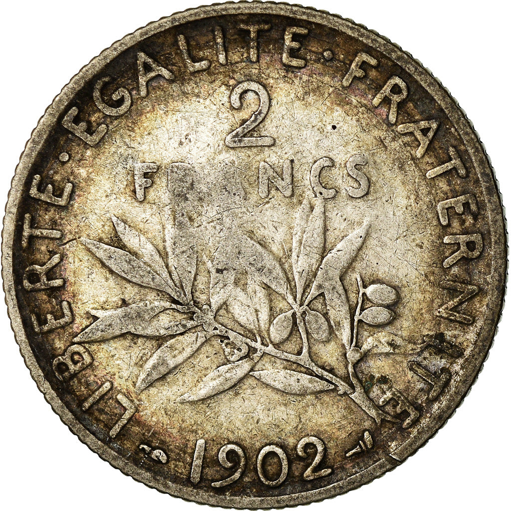 Coin, France, Semeuse, 2 Francs, 1902, Paris, VF(20-25), Silver, KM:845.1