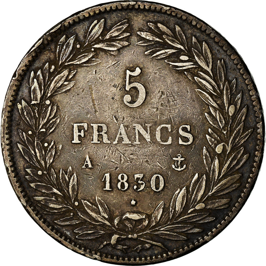 Münze, Frankreich, Louis-Philippe, 5 Francs, 1830, Paris, S+, Silber, KM:735.1