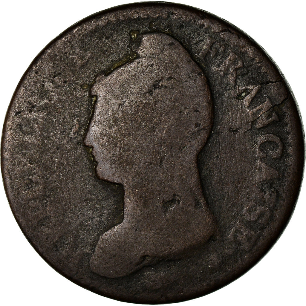 Coin, France, Dupré, Decime, AN 8, Metz, VF(20-25), Bronze, KM:644.2