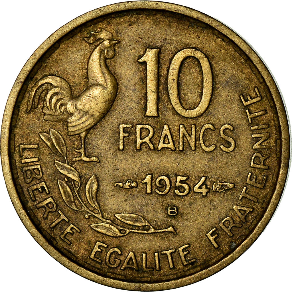 Münze, Frankreich, Guiraud, 10 Francs, 1954, Beaumont - Le Roger, S+