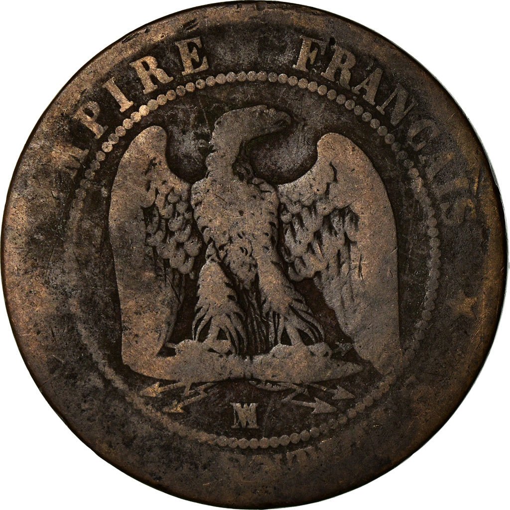 Moneda, Francia, Napoleon III, Napoléon III, 10 Centimes, 1857, Marseille, BC+