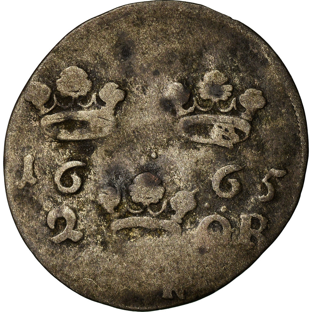Moneda, Suecia, 2 Öre, 1665, BC+, Plata