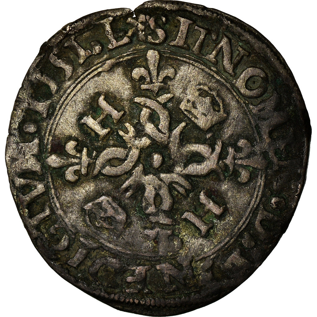Moneta, Francja, Douzain aux croissants, 1551, Grenoble, VF(30-35), Bilon
