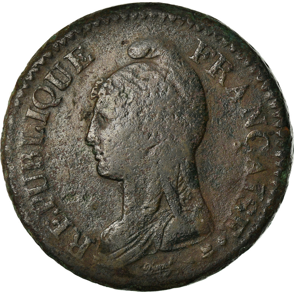 Moneda, Francia, Dupré, Decime, AN 8, Metz, BC+, Bronce, KM:644.2