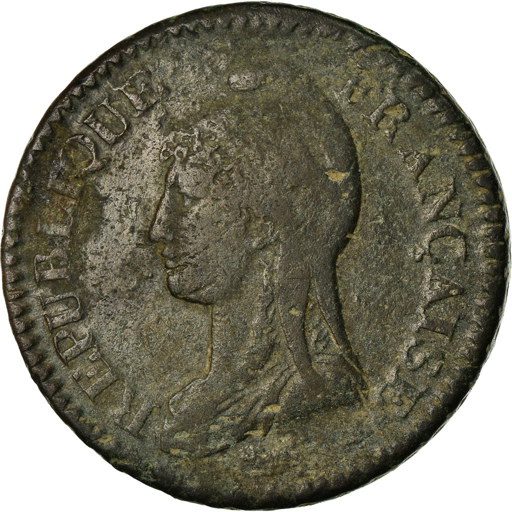 Moneda, Francia, Dupré, Decime, AN 8, Metz, BC+, Bronce, KM:644.2