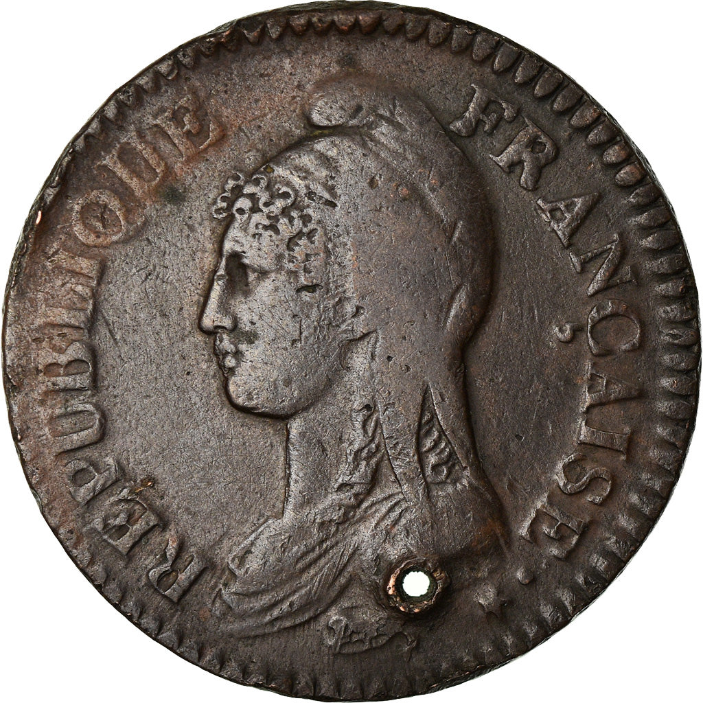 Münze, Frankreich, Dupré, Decime, AN 7, Paris, S+, Bronze, KM:644.1