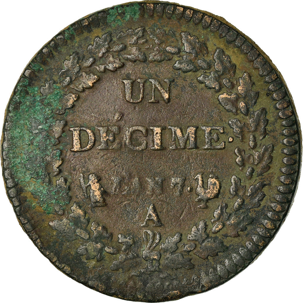 Monnaie, France, Dupré, Decime, AN 7, Paris, TB+, Bronze, KM:644.1