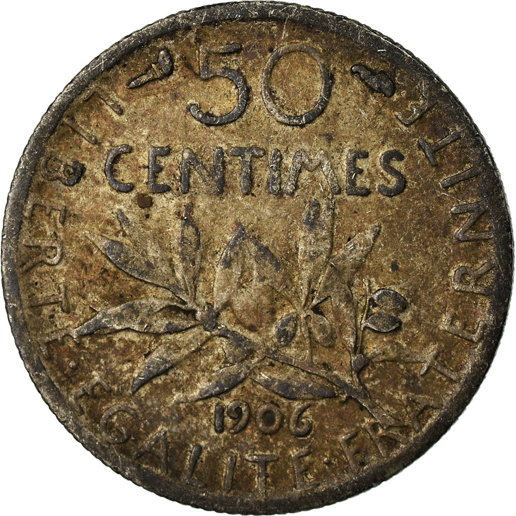 Monnaie, France, Semeuse, 50 Centimes, 1906, Paris, TB, Argent, Gadoury:420