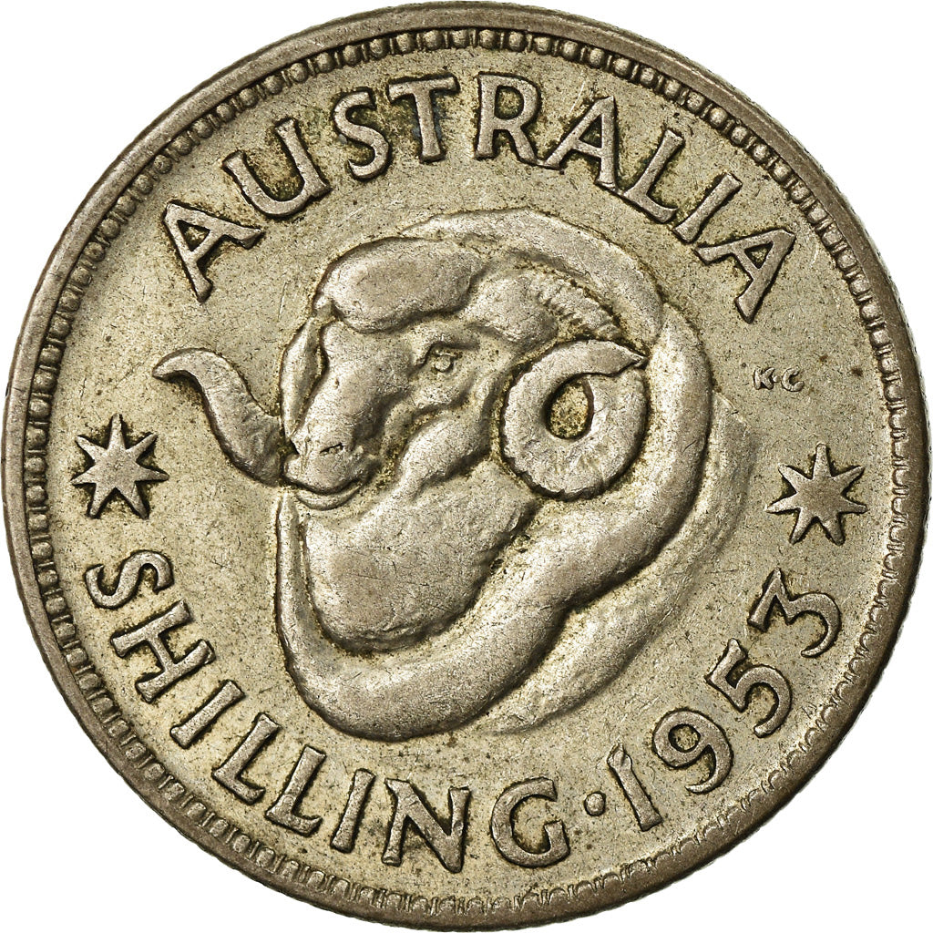 Coin, Australia, Elizabeth II, Shilling, 1953, Melbourne, EF(40-45), Silver