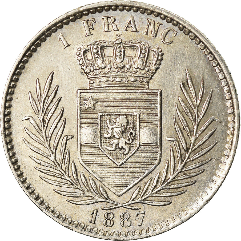 Coin, CONGO FREE STATE, Leopold II, Franc, 1887, AU(55-58), Silver, KM:6