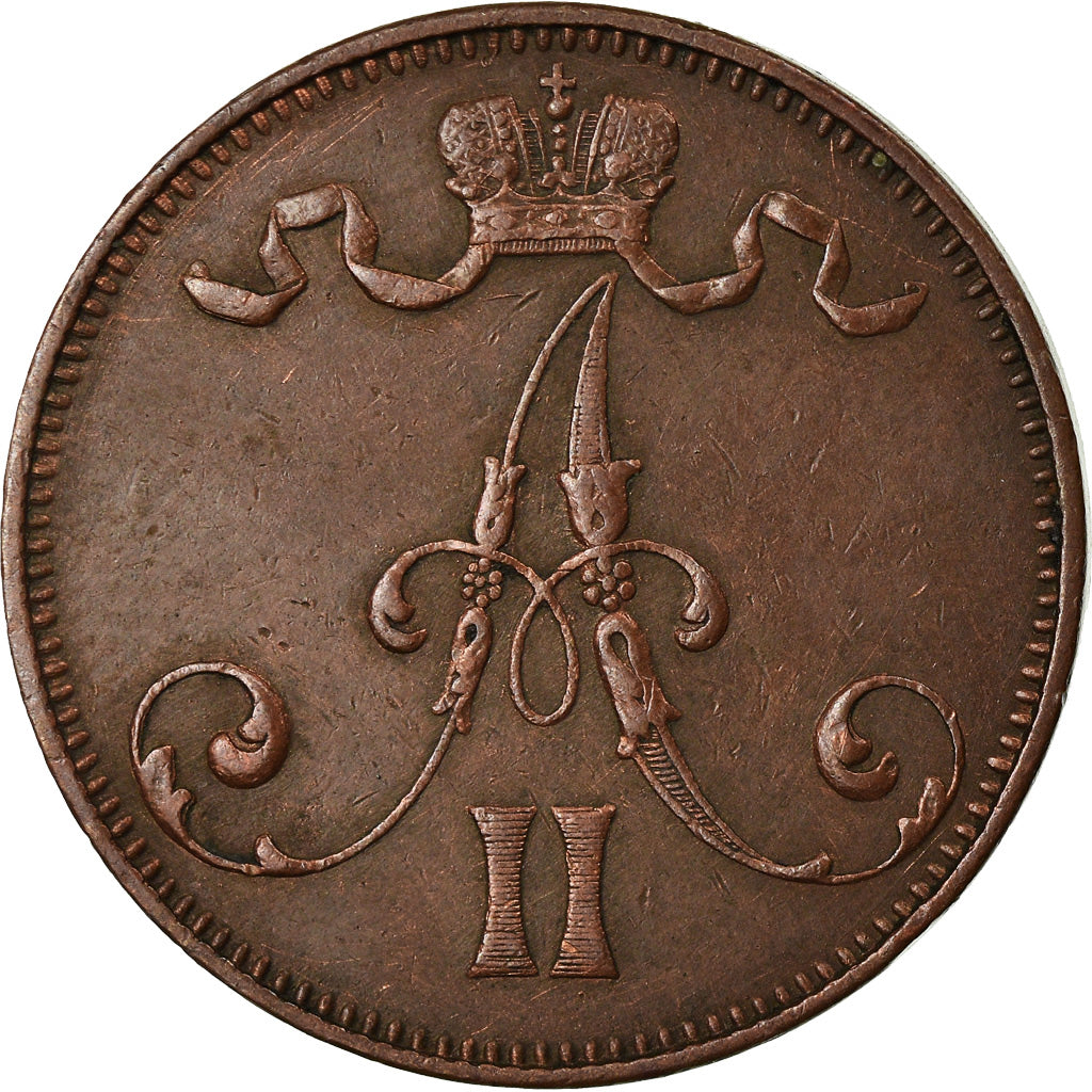 Moneta, Finlandia, Alexander II, 5 Pennia, 1873, BB+, Rame, KM:4.2