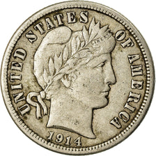 Coin, United States, Barber Dime, Dime, 1914, U.S. Mint, Philadelphia