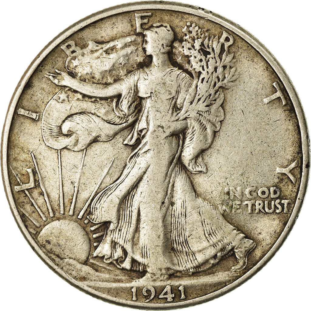 Coin, United States, Walking Liberty Half Dollar, Half Dollar, 1941, U.S. Mint