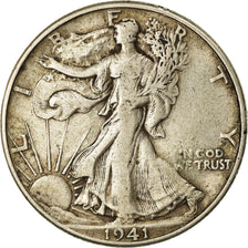 Coin, United States, Walking Liberty Half Dollar, Half Dollar, 1941, U.S. Mint