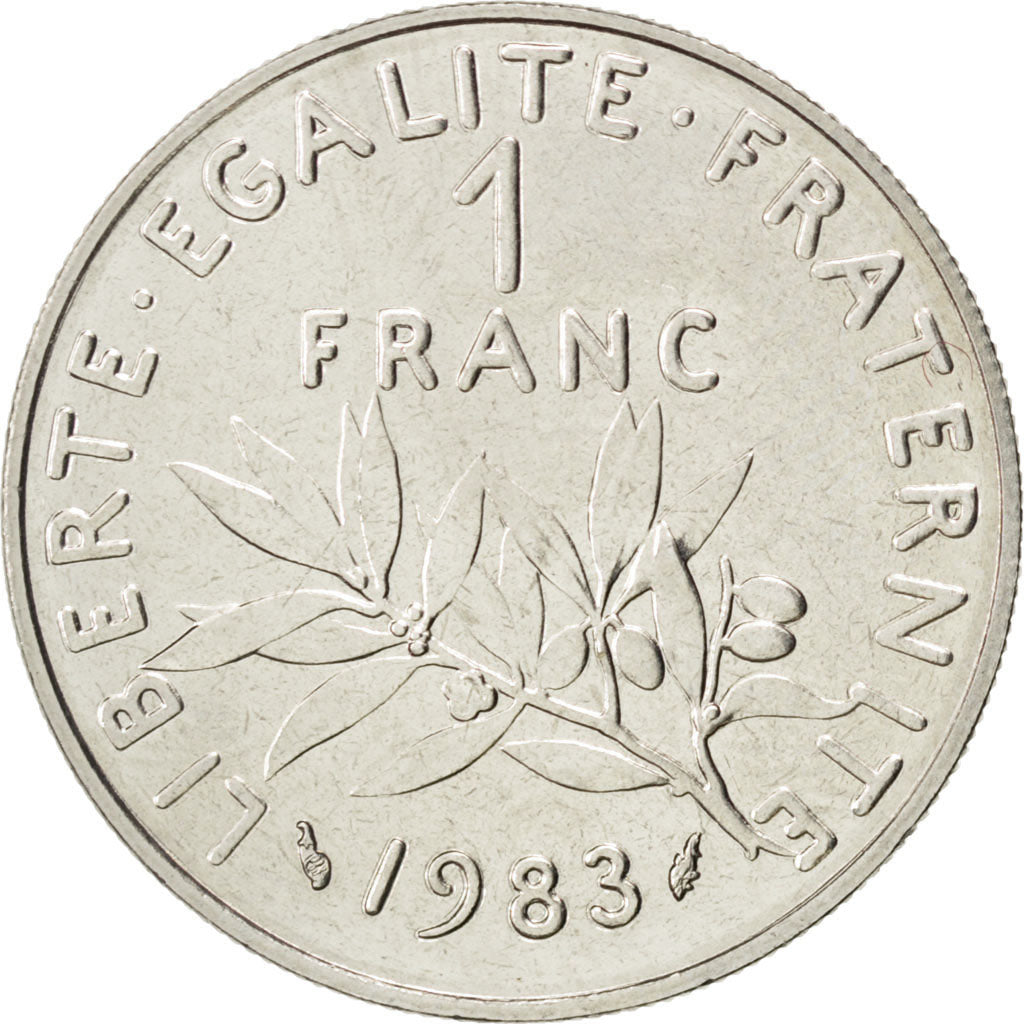 FRANCE, Semeuse, Franc, 1983, Paris, KM #925.1, MS(63), Nickel, 24, Gadoury...