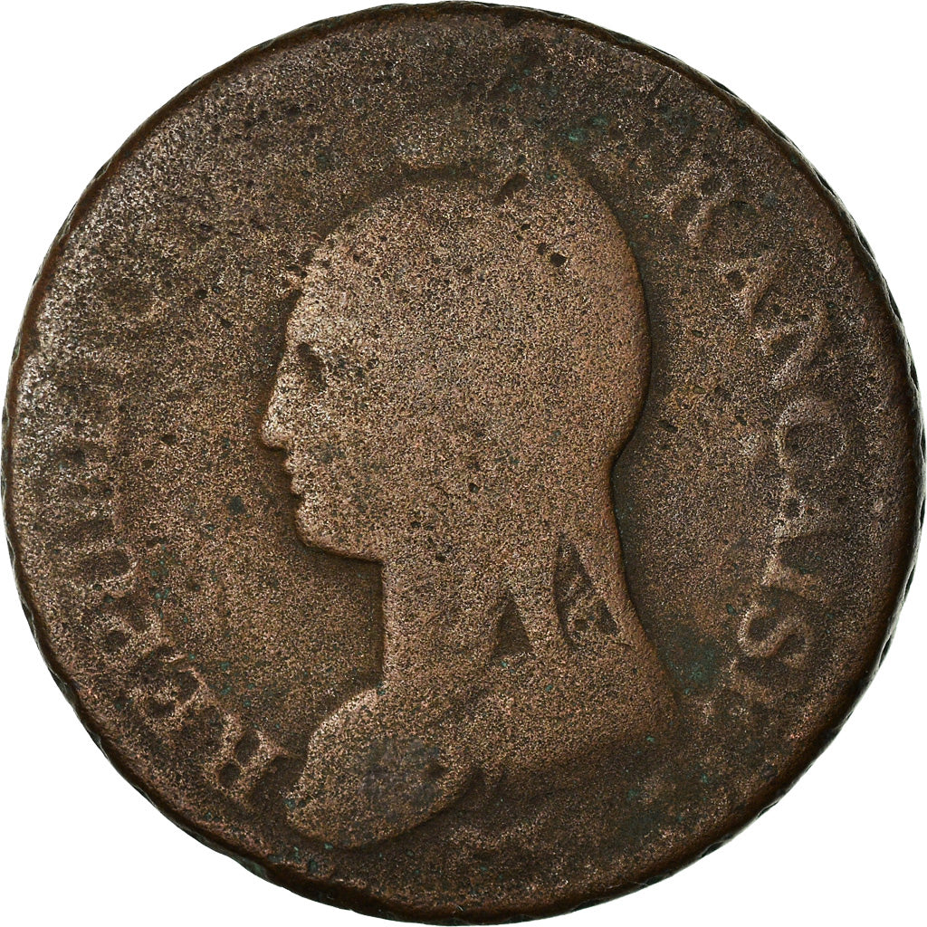 Moneda, Francia, Dupré, Decime, AN 8, Strasbourg, BC+, Bronce, KM:644.4