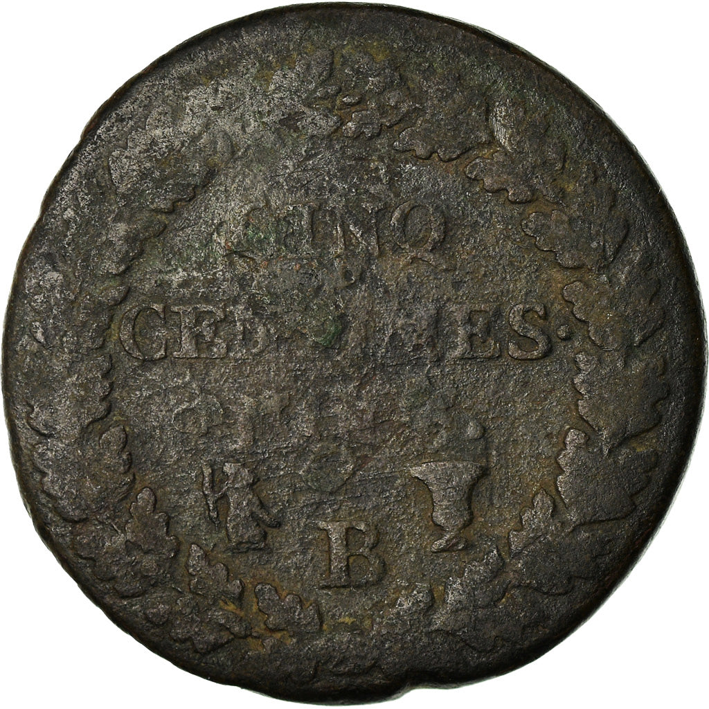 Coin, France, Dupré, 5 Centimes, AN 5, Rouen, F(12-15), Bronze, KM:640.3