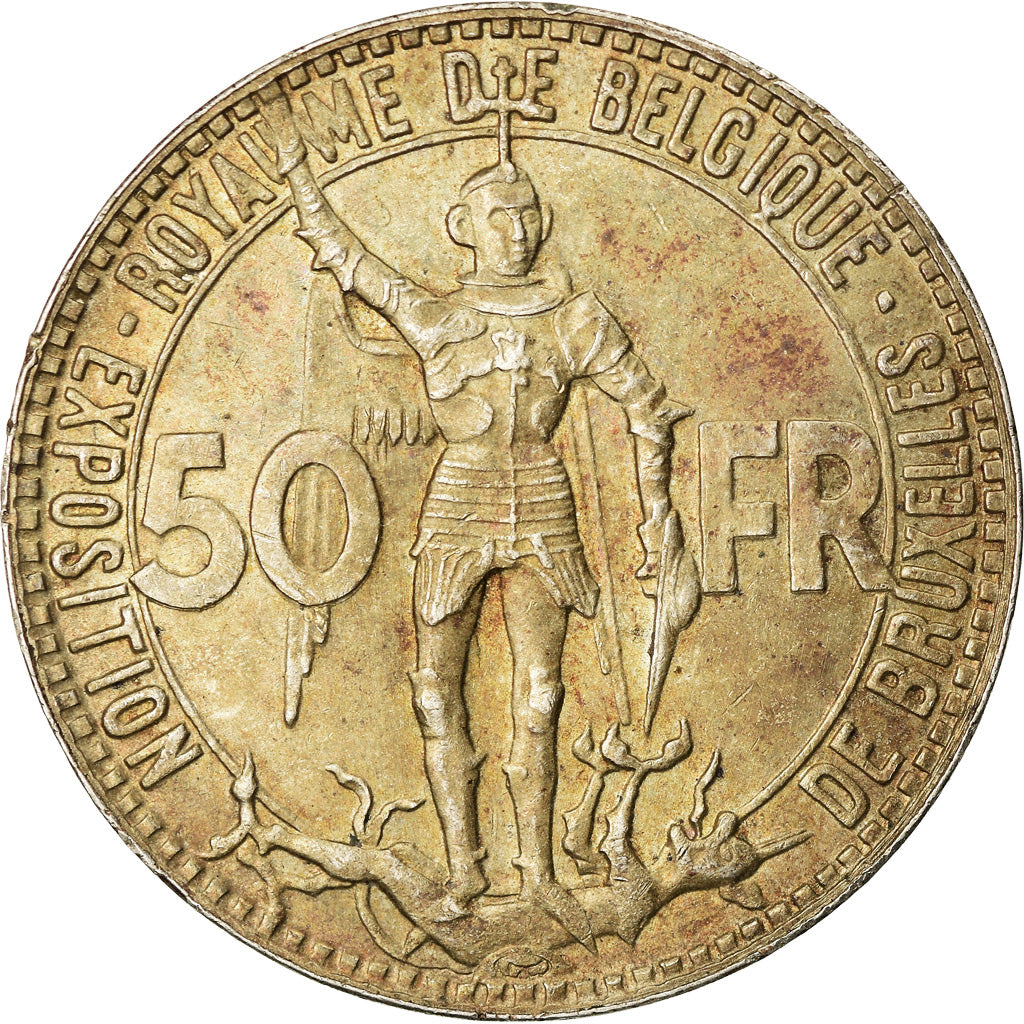 Coin, Belgium, 50 Francs, 50 Frank, 1935, AU(50-53), Silver, KM:107.1