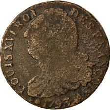 FRANCE, 2 sols françois, 2 Sols, 1793, Metz, KM #603.2, VF(20-25), Bronze, G...