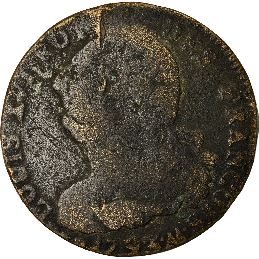 Monnaie, France, 2 sols françois, 2 Sols, 1793, Metz, B+, Bronze, Gadoury:25