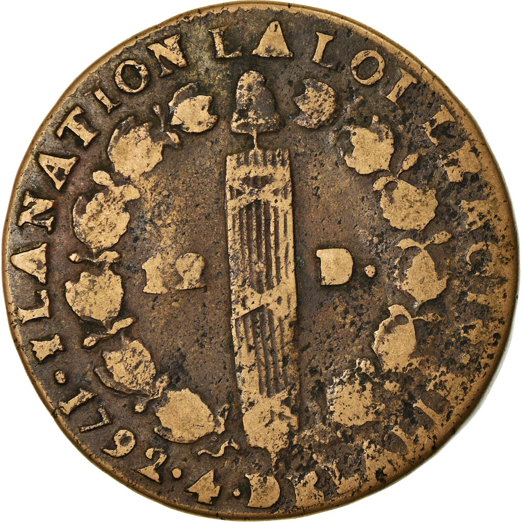 Constitution, 12 Deniers François, 1792 I, Limoges, Gadoury 15