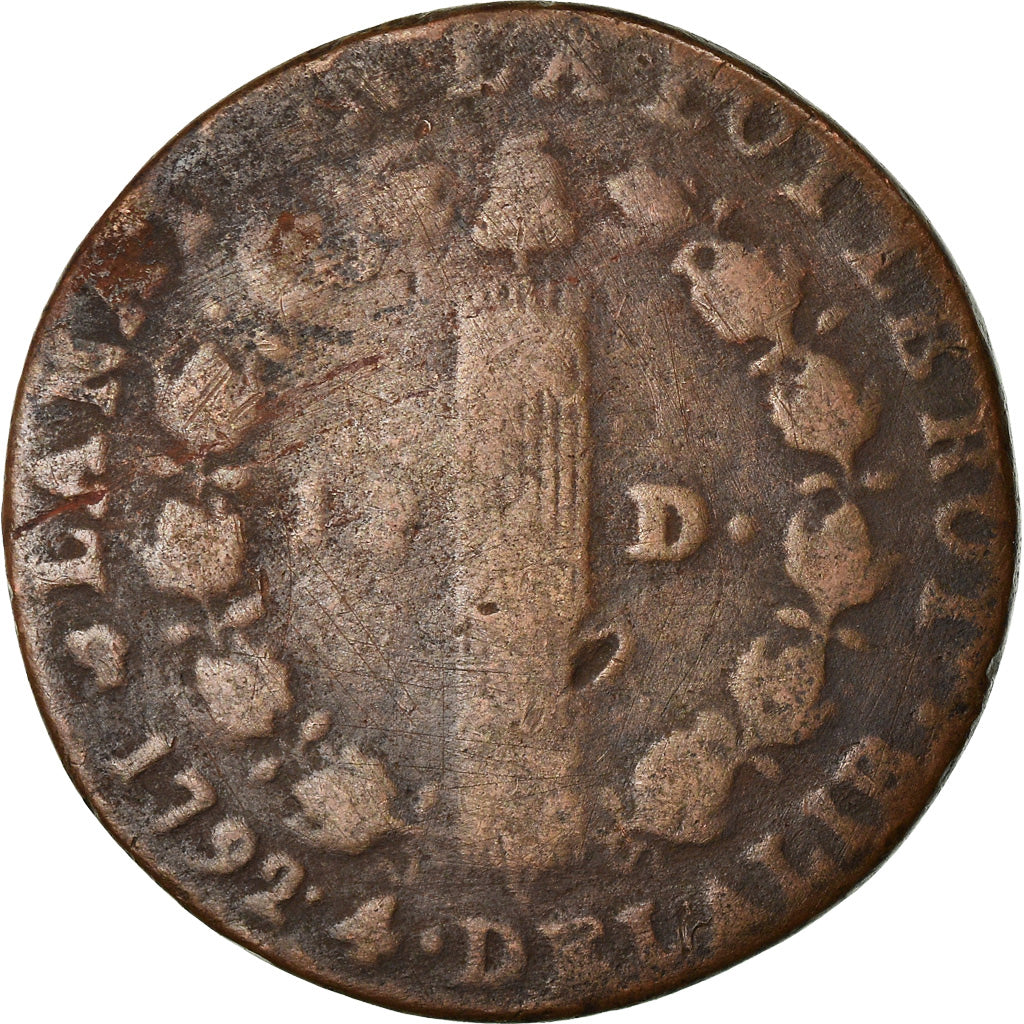 Coin, France, Louis XVI, 12 Deniers, 1792, Lyon, VF(20-25), Bronze, KM:600.5
