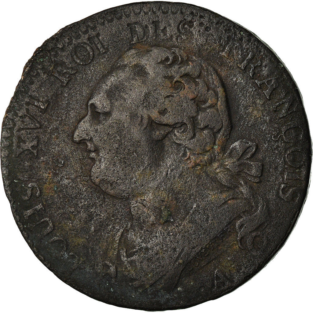 Moneta, Francia, 12 deniers françois, 12 Deniers, 1791, Paris, MB+, Bronzo