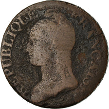 Moneda, Francia, Dupré, 5 Centimes, 1800, Geneva, BC+, Bronce, KM:640.6