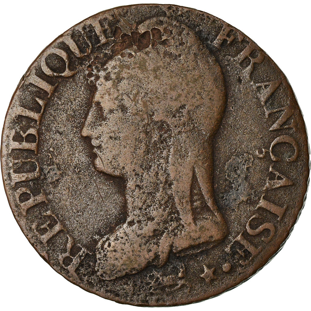 Moneta, Francia, Dupré, 5 Centimes, 1800, Geneva, MB, Bronzo, KM:640.6