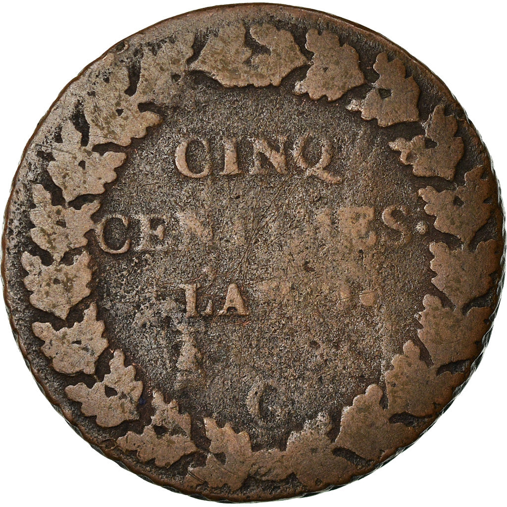 Moneta, Francia, Dupré, 5 Centimes, 1800, Geneva, MB, Bronzo, KM:640.6