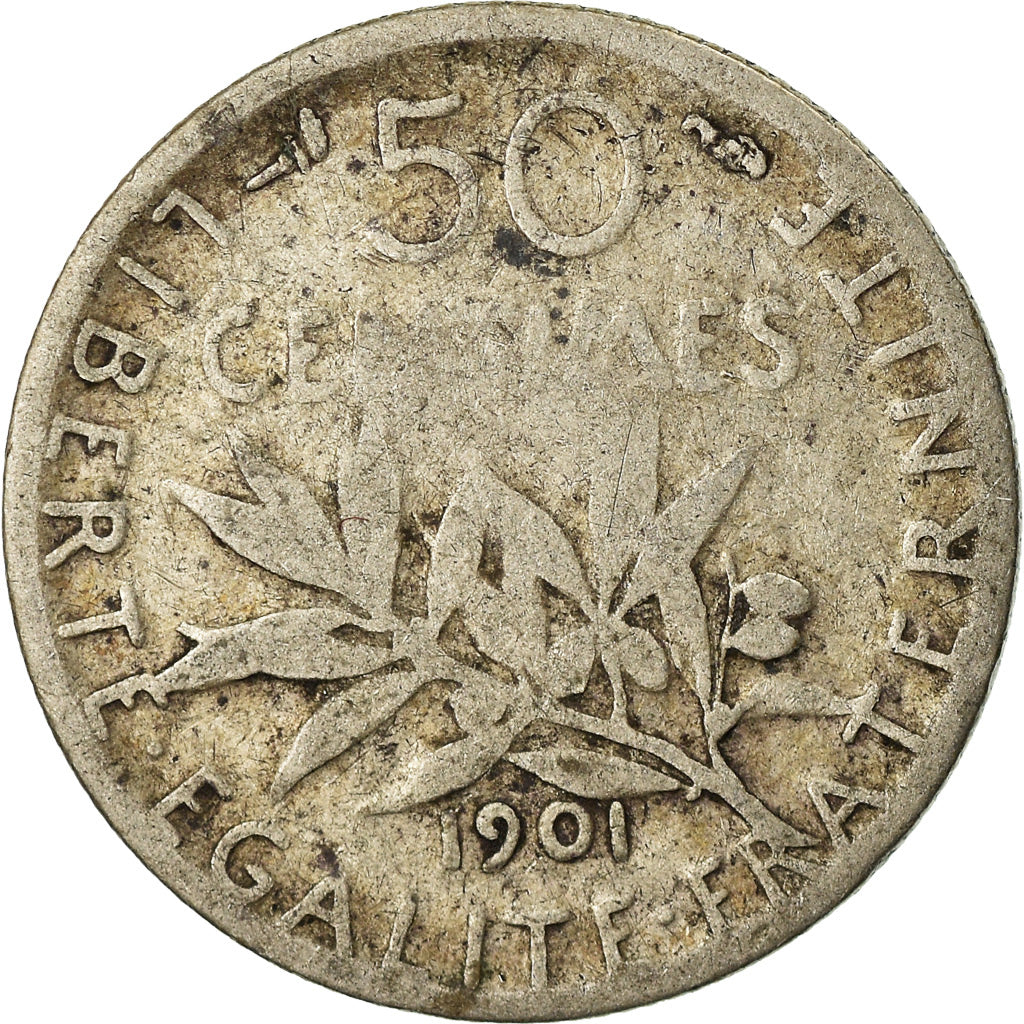 Monnaie, France, Semeuse, 50 Centimes, 1901, Paris, TB, Argent, Gadoury:467