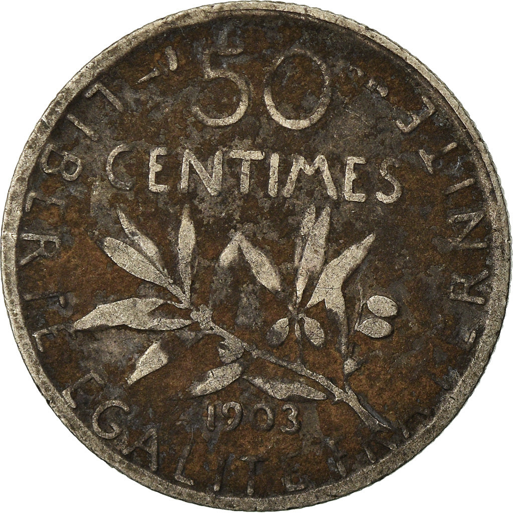 Monnaie, France, Semeuse, 50 Centimes, 1903, Paris, TB, Argent, Gadoury:420