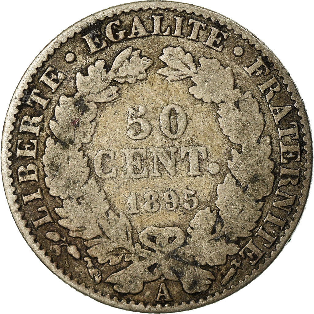 Moneta, Francja, Cérès, 50 Centimes, 1895, Paris, VF(30-35), Srebro, KM:834.1