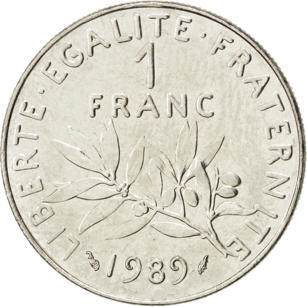 Coin, France, Semeuse, Franc, 1989, MS(63), Nickel, KM:925.1, Gadoury:474