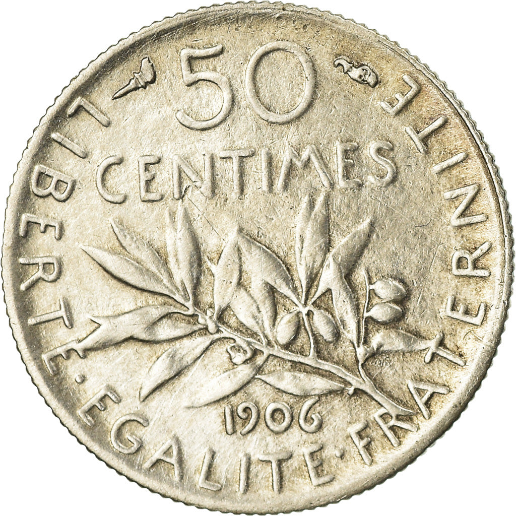 Coin, France, Semeuse, 50 Centimes, 1906, Paris, VF(30-35), Silver, KM:854